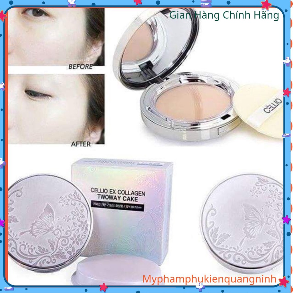 {Chuẩn Auth} Phấn phủ Hàn Quốc Celio Collagen siêu mịn - tặng kèm lõi phấn hàng Chính hãng
