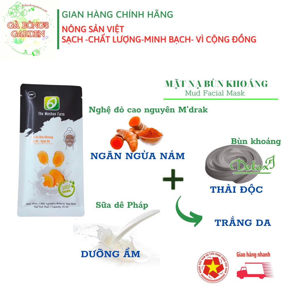 ❤️Mặt Nạ Bùn Khoáng Sữa Dê Nghệ Đỏ❤️Detox Làm Sạch Da Đẹp Da Ngăn Ngừa Nám Lão Hóa Dưỡng Ẩm The Moshav Farm Gói 25ml