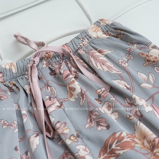 Bộ Pijama lụa lửng họa tiết hoa