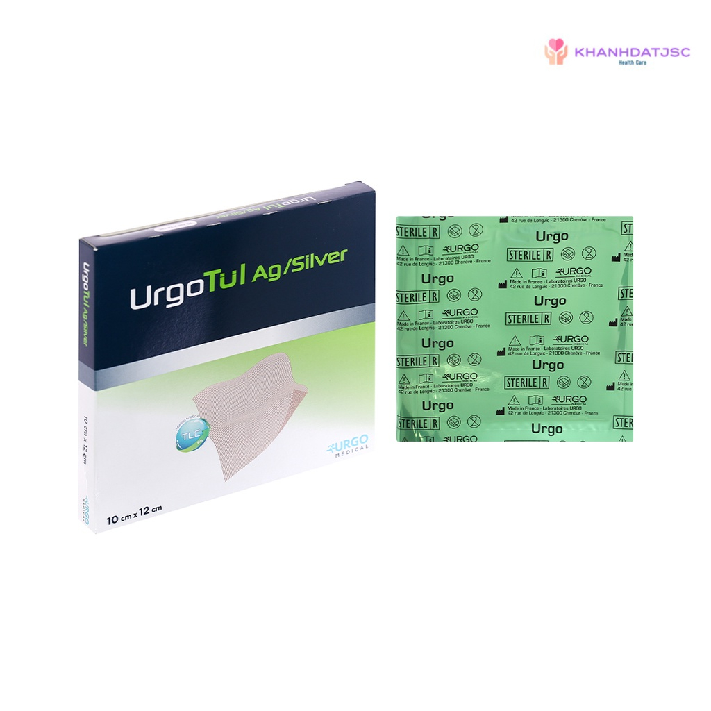 Gạc lưới Urgotul Ag/Silver Lipido-colloid tiếp xúc với lớp tẩm muối bạc giúp nhanh lành vết thương nhiễm trùng