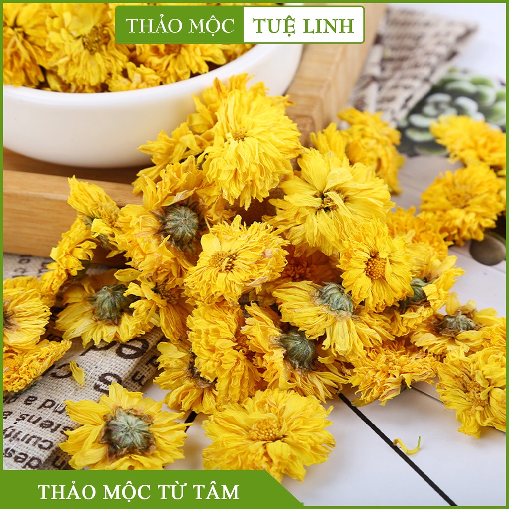 Trà Hoa Cúc Vàng ❤️Freeeship❤️ Sấy lạnh 100gr Hoàng Cúc Nguyên Bông Tự Nhiên An thần hỗ trợ mất ngủ