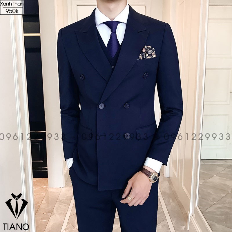 Vest xanh đen 6 cúc hàn quốc, phom siêu chuẩn( xã kho vest)