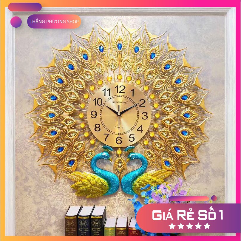 Đồng Hồ Trang Trí Con Công Đôi TP-032Y (Hàng Loại 1)