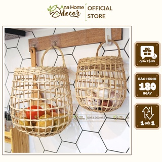 Set 2 Giỏ Mây đựng hành nan thưa, Giỏ Decor trang trí treo tường - Bảo hành 6 tháng - Lỗi 1 đổi 1