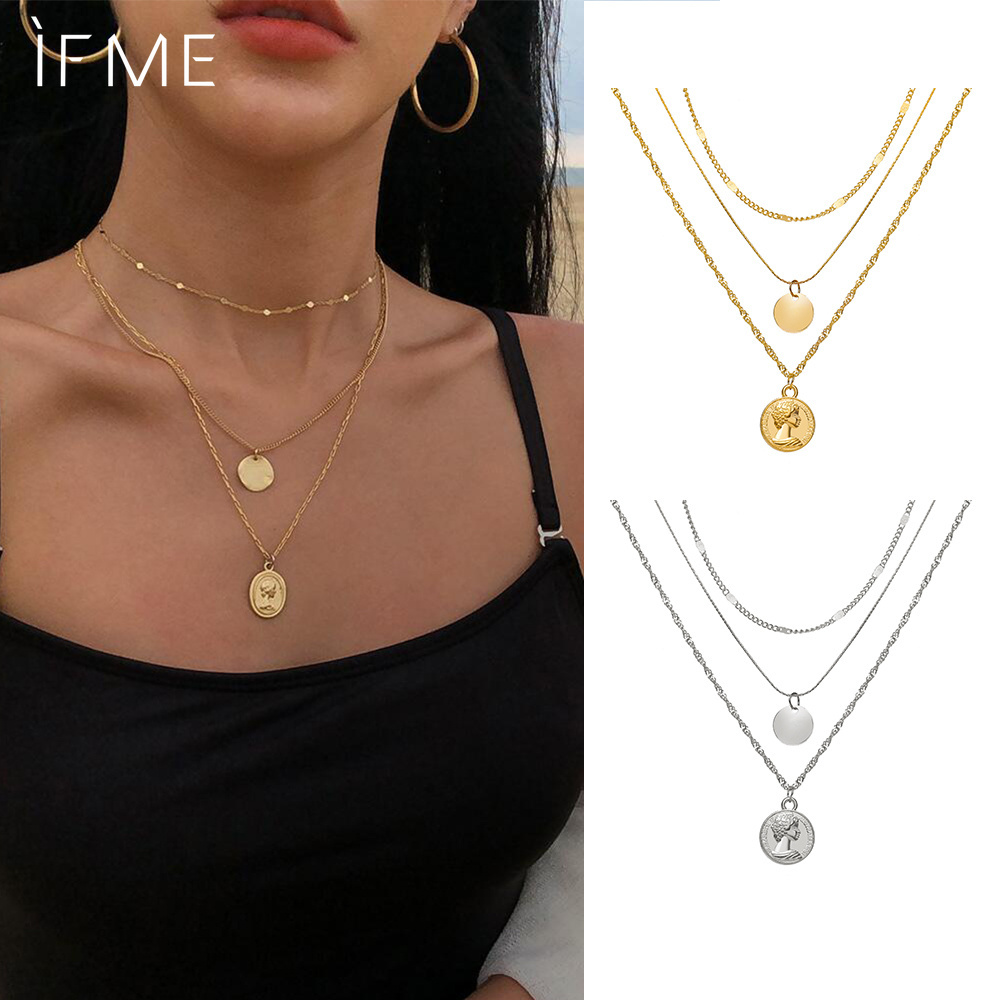 IF ME vòng cổ Kim Loại Nhiều Lớp Thời Trang Cho Nữ