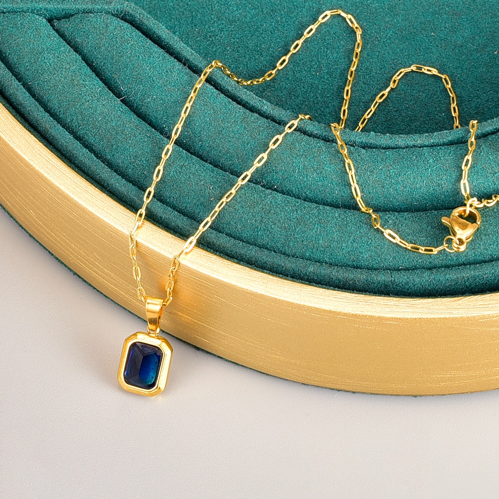 Vòng cổ Thép Titan Mạ Vàng 18K Đính Đá Zircon Lấp Lánh 4 Màu Thời Trang Cho Nữ
