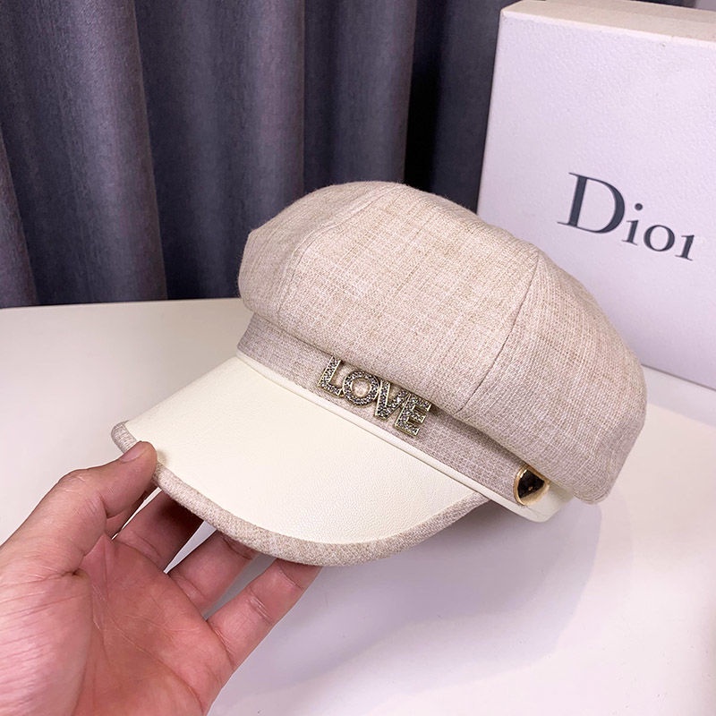 Mũ beret đính đá in chữ thời trang cho nữ