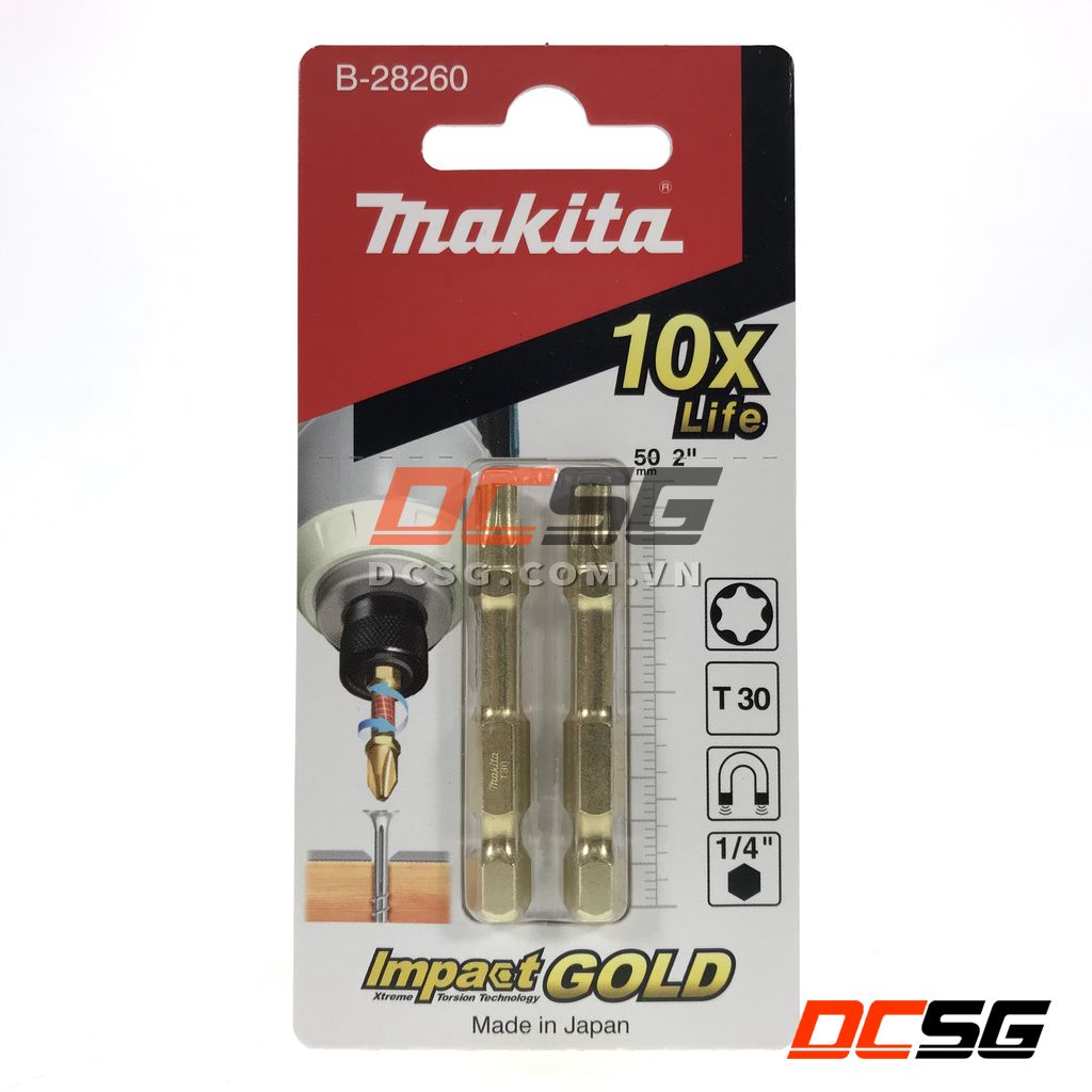 Mũi vít hoa thị Torsion Impact Gold Makita (không có lỗ) | DCSG