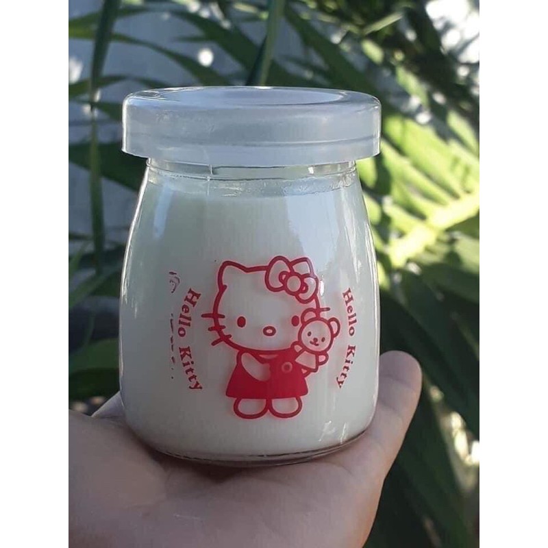 Set 12 hũ thuỷ tinh làm sữa chua dung tích 100ml in hình ngẫu nhiên