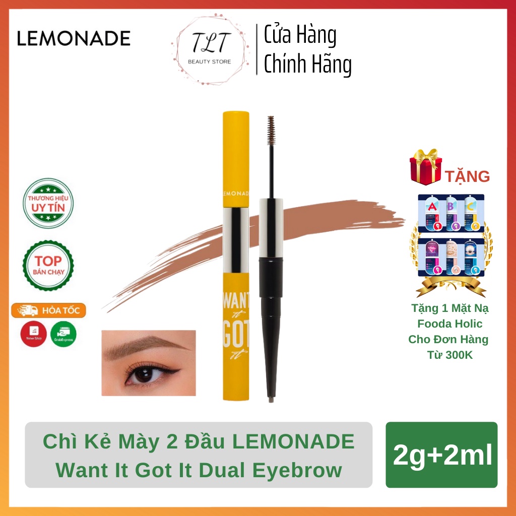 [ĐỦ 3 MÀU] CHÌ KẺ MÀY 2 ĐẦU LEMONADE WANT IT GO IT DUAL EYEBROW