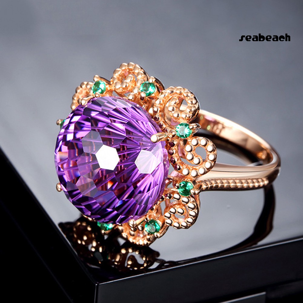 ps/Fashion Women Faux Amethyst Finger Ring Wedding Engagement Banquet Jewelry Gift