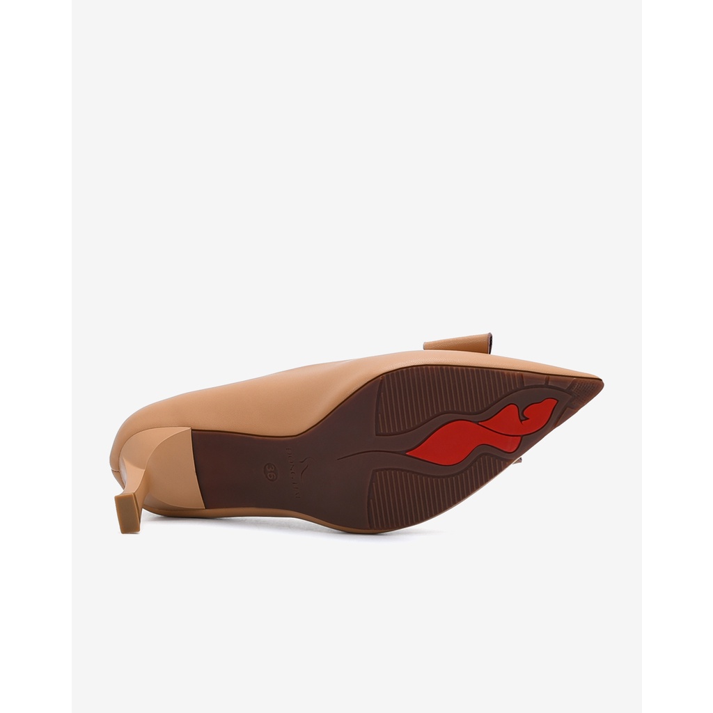 Giày cao gót nữ Đông Hải thiết kê mũi nhọn  đính nơ da thanh lịch gót cao 7cm tôn dáng -  G81H8