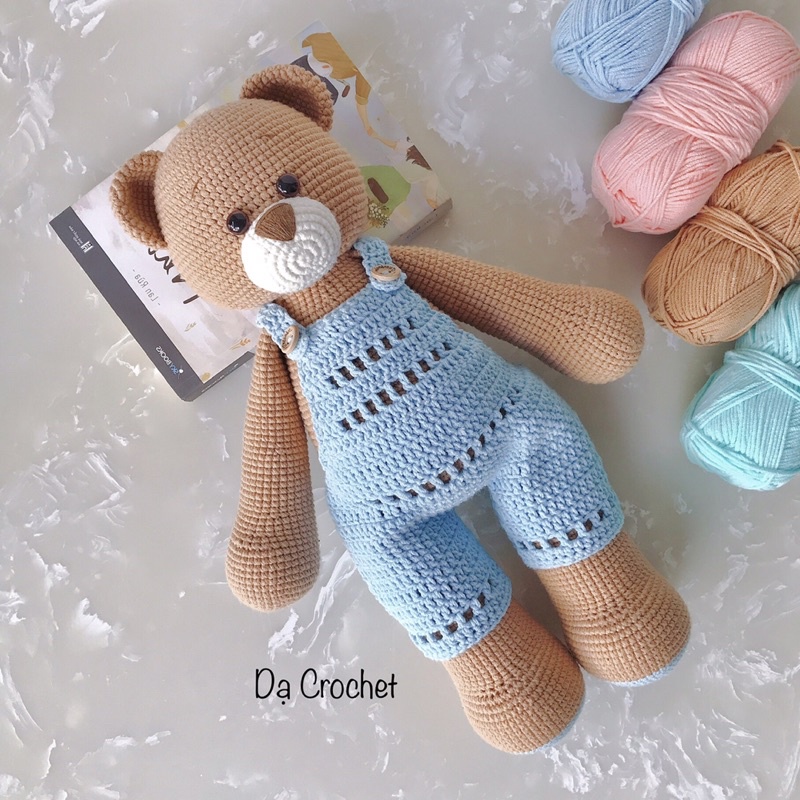 Gấu Len Nhồi Bông 40cm - Thú Bông Len Handmade Đan Móc Thủ Công Bằng Tay