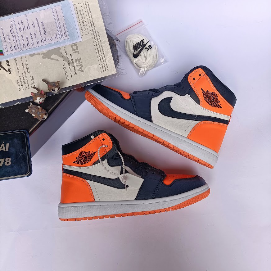 ⚡️𝕋ổ𝕟𝕘 𝕂𝕙𝕠⚡️ Giày thể thao sneaker Jordan 1 đen cam cao cổ nam nữ full box