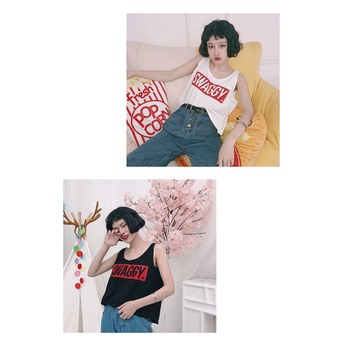 Áo thun IELGY không tay dáng rộng phong cách Hàn Quốc cho nữ