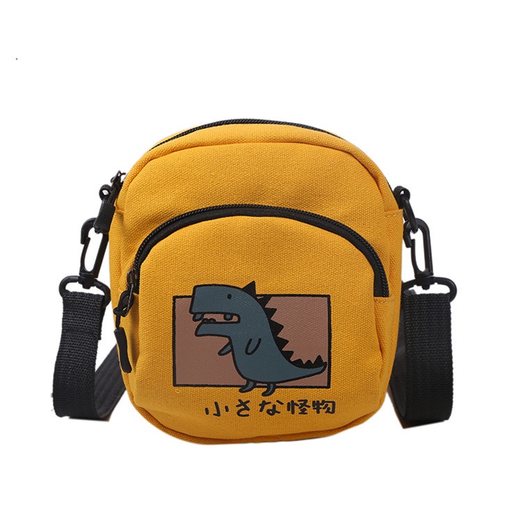 Túi canvas Đeo Chéo mini In Họa Tiết Hoạt Hình Dễ Thương Thời Trang Cho Nam Và Nữ