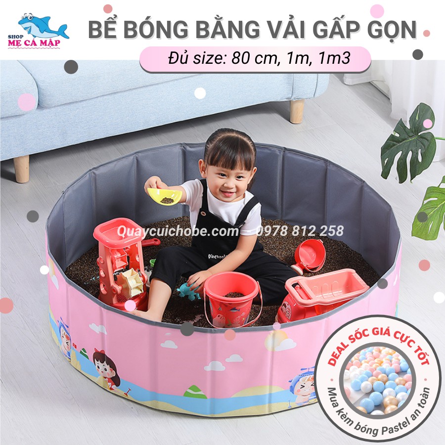  Bể bóng cho bé bằng vải cao cấp cho bé, bể bóng gấp gọn bằng vải bé trai bé trái