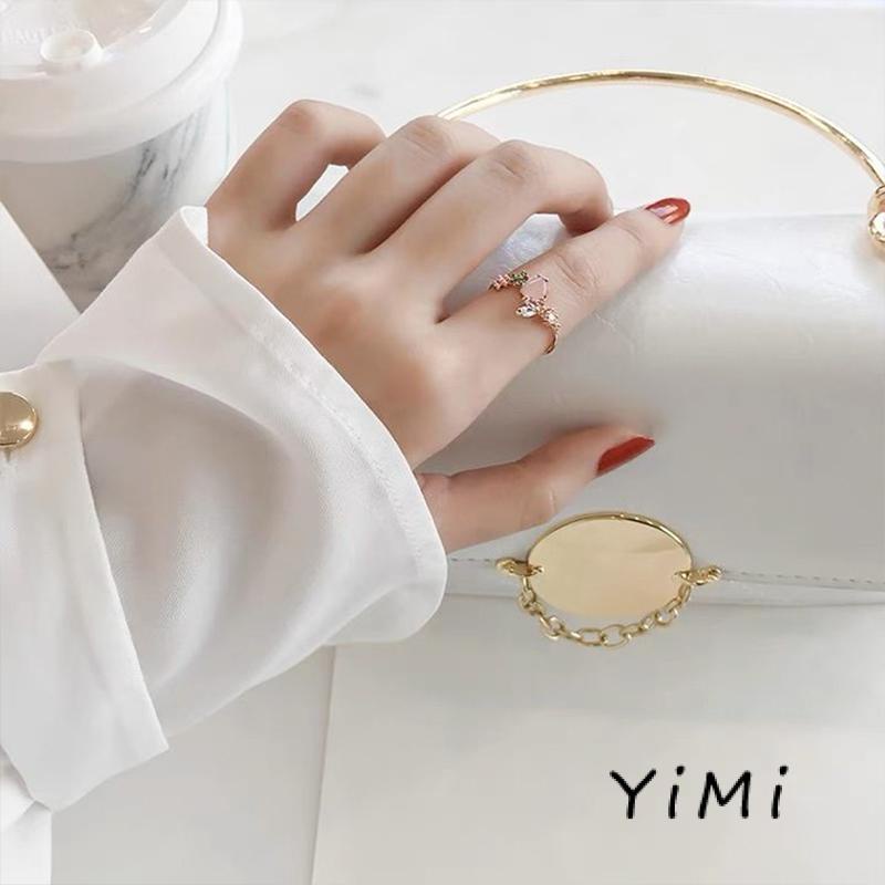 Nhẫn Hở Hình Trái Tim Đôi Đính Đá Opal Màu Hồng Cho Nữ