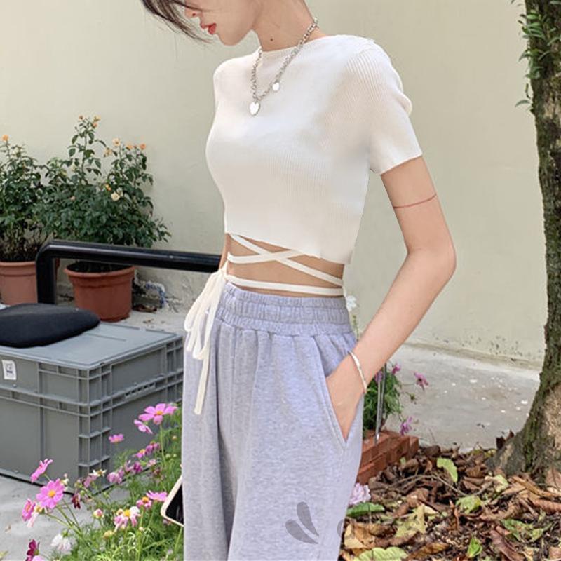 Áo Thun Tay Ngắn Cổ Tròn Màu Trơn Thời Trang Dành Cho Nữ