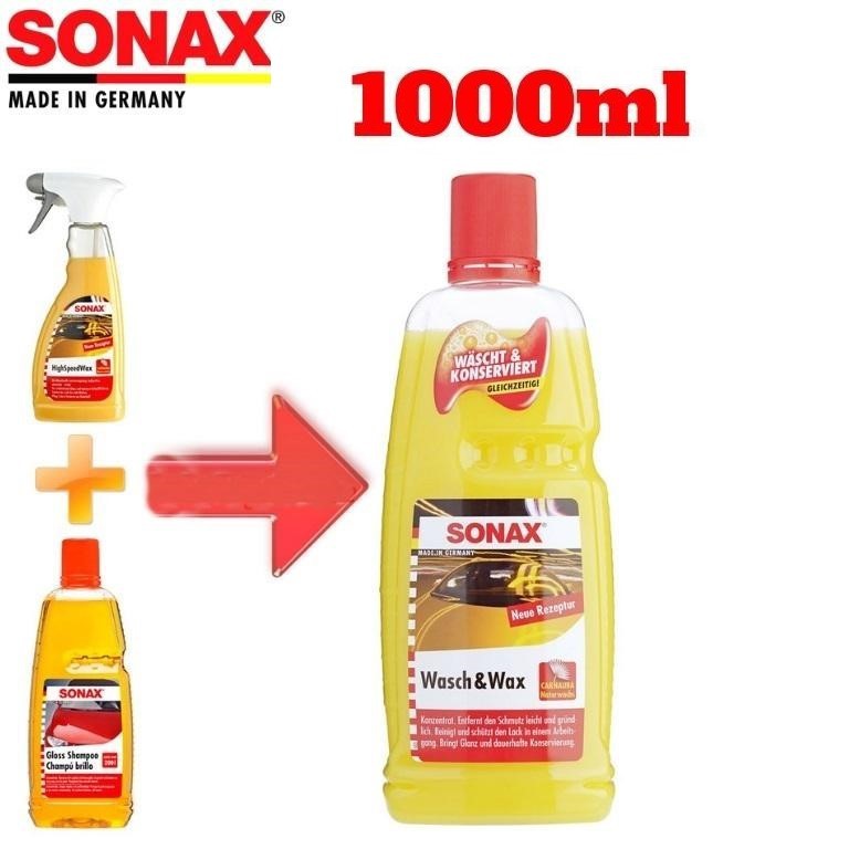 Nước rửa xe 2:1 SONAX Wash &amp; Wax (Rửa &amp; Wax bóng sơn) 1000ml