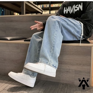 Quần Ống Rộng Nam Anyoung Quần Jean Nam Cạp Chun Chất Bò, Ống Suông Rộng Dễ Phối Đồ Phong Cách Unisex Hàn Quốc QD322