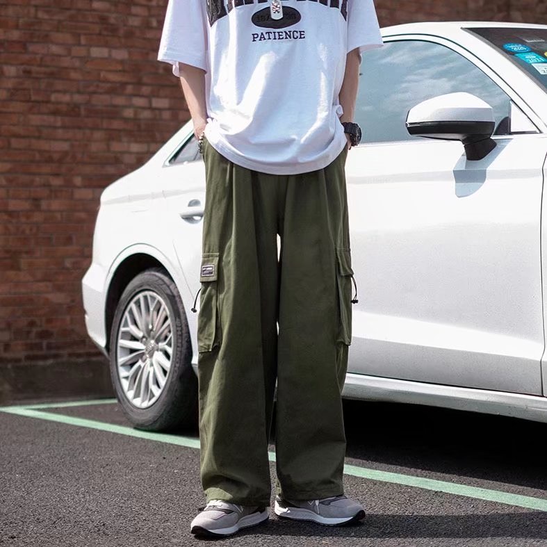 [M-3XL] Quần Ống Rộng Nhiều Túi Phong Cách Hip Hop Đường Phố Hàn Quốc Cho Nam