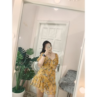 Bộ Jumpsuit Hoa Bigsize Liền Quần Phối Bèo Thời Trang