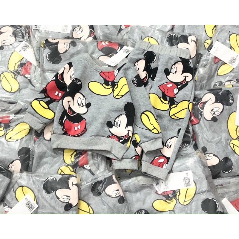 Bộ nỉ bông Mickey ghi cho bé trai size từ 10-22 cân