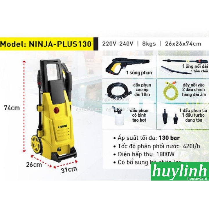 Máy rửa xe cao áp Lavor Ninja Plus 130 - 1800W - chính hãng