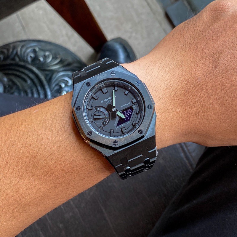 Dồng hồ nam Casio G-shock GA-2100-1A1 Custom Black Cáe - Kích thước vỏ : 48,5×45,4×11,8mm