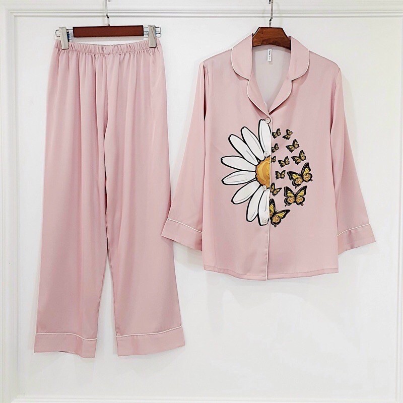 Đồ Bộ Mặc Nhà Pijama Nữ Dài Tay Cao Cấp - Đồ Ngủ Lụa Quảng Châu