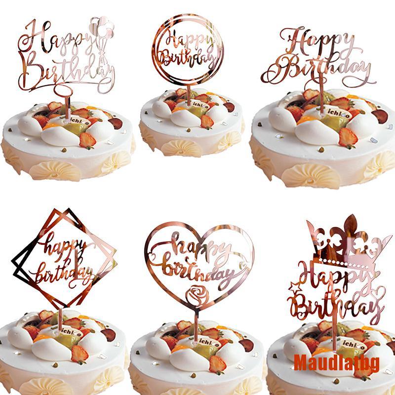 Set 6 Que Chữ Happy Birthday Cắm Trang Trí Bánh Kem