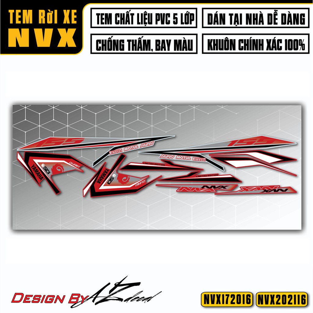 Tem Chỉ Rời NVX Cách Điệu Chống Nước, Bền Màu | NVX16 | Decal Dán Xe NVX 2017-2021 V1, V2 Cho Xe Đen, Trắng, Đỏ, Xanh