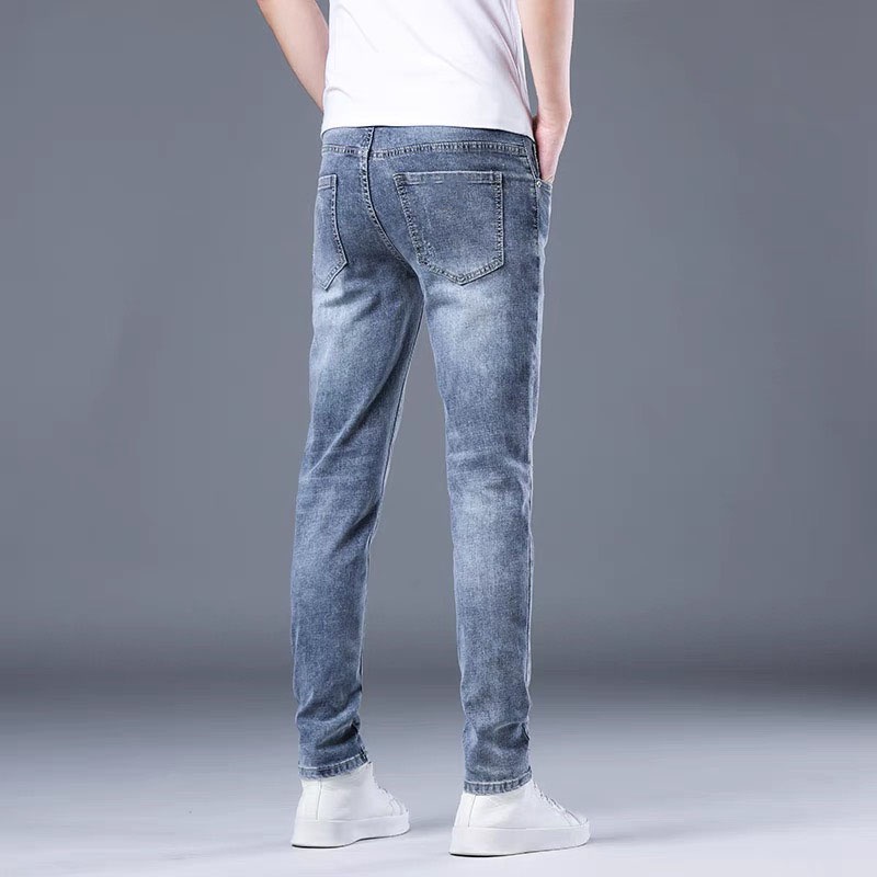 Quần jean nam xanh đơn giãn trẻ trung dễ phối đồ quần bò nam xước nhẹ mã 51
