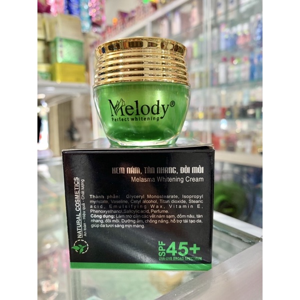 kem Melody giảm nám tan nhang đôi môi hủ 15G (hủ xanh lá)