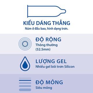Bao cao su Durex Invisible Extra Thin Extra Sensitive Siêu Mỏng Ôm Sát (10 cái) | Siêu mỏng, Chân thật, Chính hãng