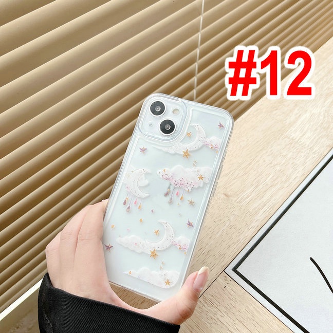Casing For IPhone 13 Pro Max 12 11 ProMax X Xs Xr 7 8 SE 2020 Plus 7+ 8+ Xsmax 13Promax 12Promax 11Promax Cute Butterfly Star Moon Clear Fine Hole Shockproof Soft Phone Case Cover JSCK 11