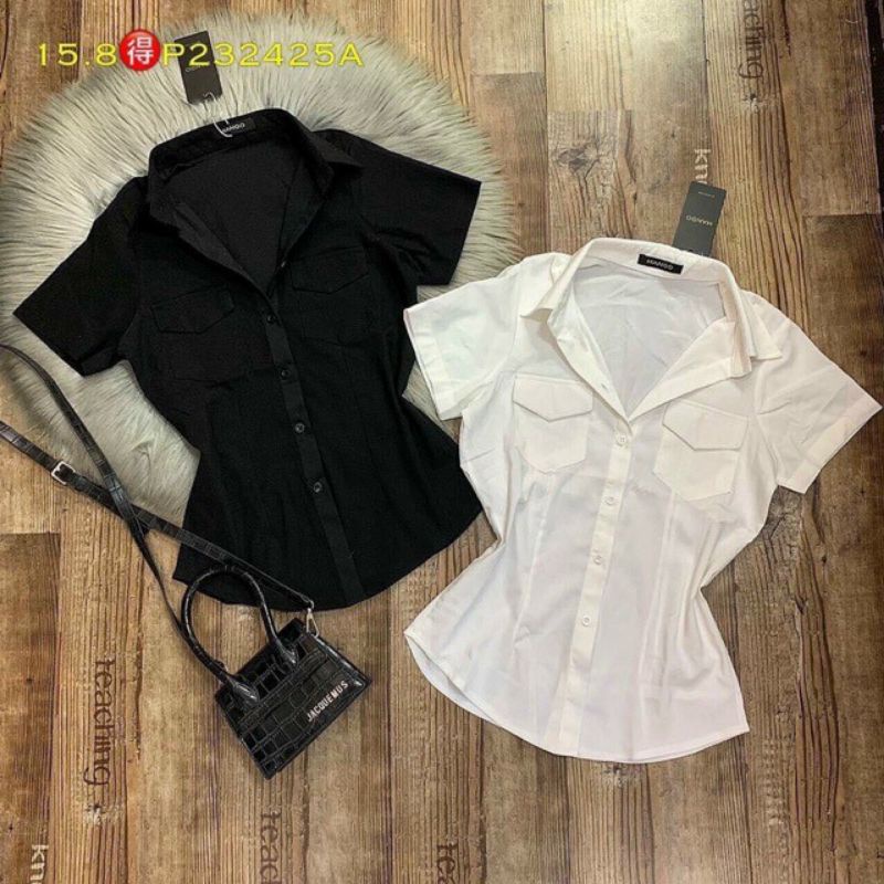 Áo Sơmi Basic Tay Ngắn 2 Túi LaCa, Áo Kiểu somi ngắn tay F9-3