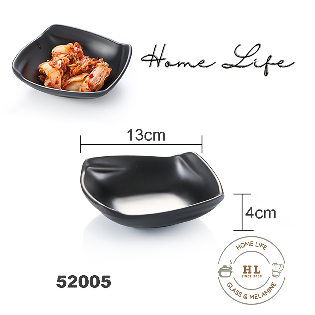 Đĩa vuông đen 52005 | Đĩa Melamine A5 Vuông A52005 Chống Cháy Đài Loan Chống Vỡ Chuyên Đựng Panchan Kimchi