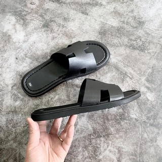 [ Bảo hành 1 năm ] Dép nam da bò, đế cao su