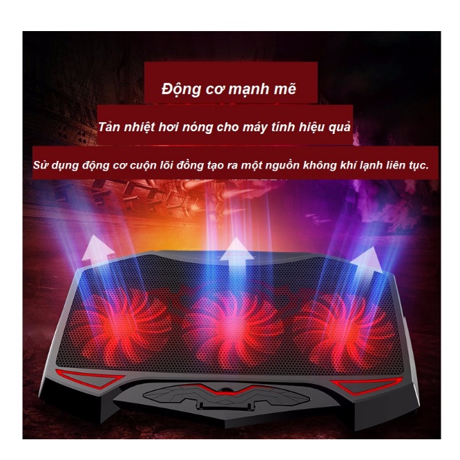 Đế tản nhiệt laptop thương hiệu Nuoxi quạt cực mạnh , chạy cực êm, mát máy
