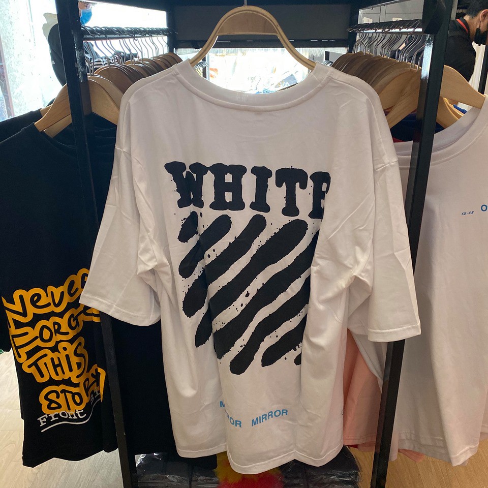 Áo thun oversize unisex O.W trắng đen form rộng tay lỡ streetwear dành cho nam nữ 2020 | BigBuy360 - bigbuy360.vn