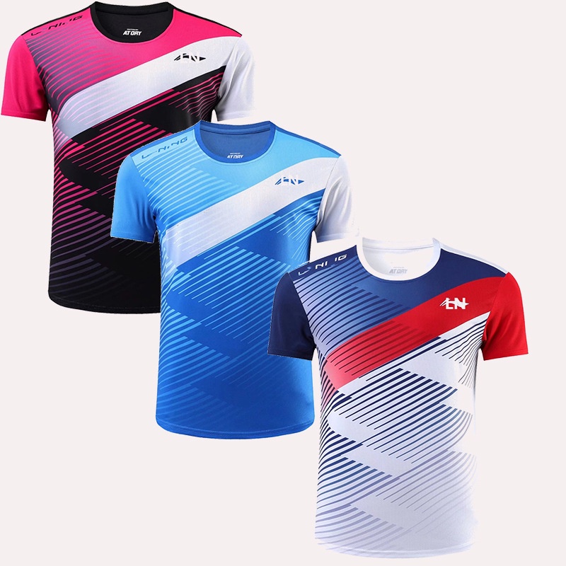 Áo Thun Đồng Phục Cầu Lông Tay Ngắn Lin Ning 2022 Cho Nam Và Nữ