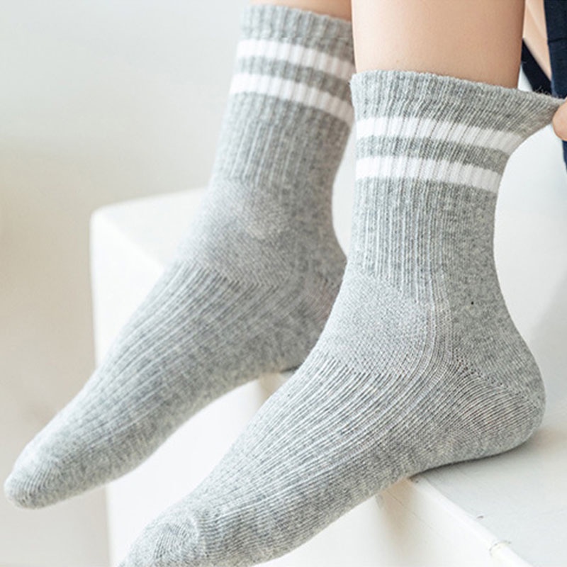 Vớ Cotton Thể Thao Kẻ Sọc Màu Sắc Trơn Cho Bé Tất Vớ Lửng Cho Bé Phong Cách Hàn Quốc Sang Chảnh