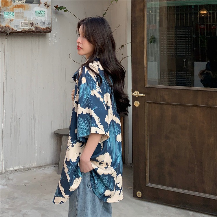 Áo Sơ Mi Ngắn Tay Dáng Rộng In Họa Tiết Cá Tính Theo Phong Cách Mùa Hè Dành Cho Nữ