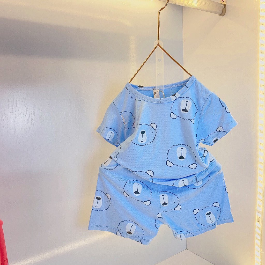 (VIDEO SHOP QUAY)Bộ Cộc Thun Lạnh Minky Mom Bé Trai, Bé Gái Họa Tiết Mặt Gấu, sét cho bé , bộ cộc tay cho bé , minky mom