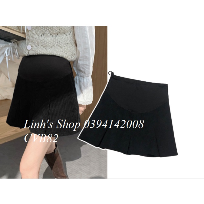 Chân Váy Bầu Xếp Ly DẠ CAO CẤP Ngắn Xinh Có Quần Trong CVB82