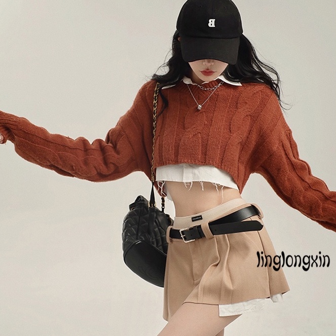 ♔Ap♔Chân Váy Ngắn Chữ A Lưng Thấp Phối Thắt Lưng Kiểu Vintage Thời Trang Mùa Hè Y2K