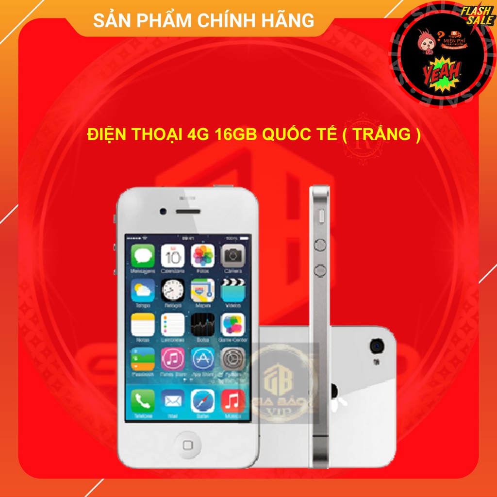ĐIỆN THOẠI 4G 16GB QUỐC TẾ KHÔNG ICLOUD MÀU TRẮNG ( XÀI SIM ĐƯỢC ) CHÍNH HÃNG