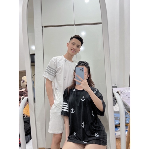 Áo Phông Thom Mỏ Neo Form Rộng Giấu Quần Nam Nữ